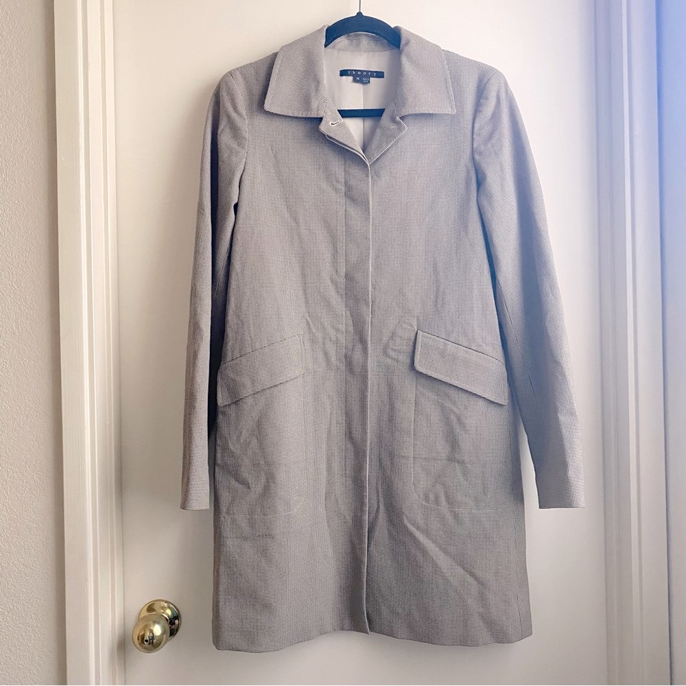 Theory Sunny Brown Houndstooth Plaid Coat